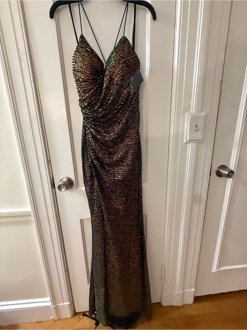 ARIA COUTURE , beautiful Black and Bronze Sequin Maxi Dress.. Size M (NWT! )